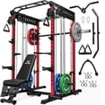 thumbnail image 1 of Forgemus Smith Machine, Multi-Function Power Cage with Dual Pulley Cable Crossover System, 2000LBS All-in-One Squat Rack with Smith Bar and Attachments, Workout Machine for Home Gym, 1 of 9