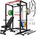 thumbnail image 1 of Forgemus Squat Rack for Home Gym,2000lbs Power Rack Squat Machine with LAT Pulldown and More Training Attachments,Weight Rack with Adjustable Pulley System for Full Body Workout,Black, 1 of 13