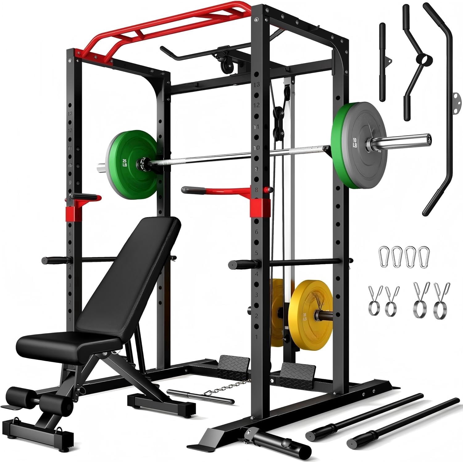 Forgemus Squat Rack for Home Gym,2000lbs Power Rack Squat Machine with ...