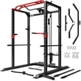 thumbnail image 1 of JELENS Squat Rack for Home Gym,2000lbs Power Rack Squat Machine with LAT Pulldown and More Training Attachments,Weight Rack with Adjustable Pulley System for Full Body Workout,Black, 1 of 9