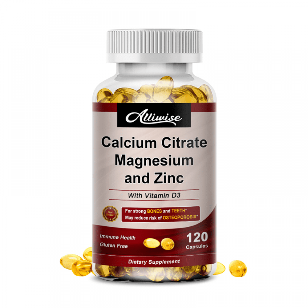 Alliwise Calcium Magnesium Zinc Supplement with Vitamin D3 Supports ...