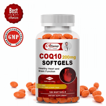 Alliwise High Absorption Antioxidants CoQ10 200mg | 120 Softgels | Gluten Free | Supplement for Heart Health & Energy Production