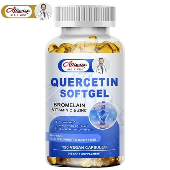 Alliwise Quercetin with Bromelain Vitamin & Zinc 1000mg - Antioxidant Supplement for Men and Women - Immunity Boost - 120 Capsules (Non-GMO, Gluten Free)