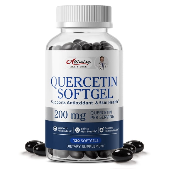 Alliwise Quercetin Softgels with Bromelain & Zinc for Immune & Respiratory Support, Antioxidant Supplement, 120 Softgels (60 Servings)