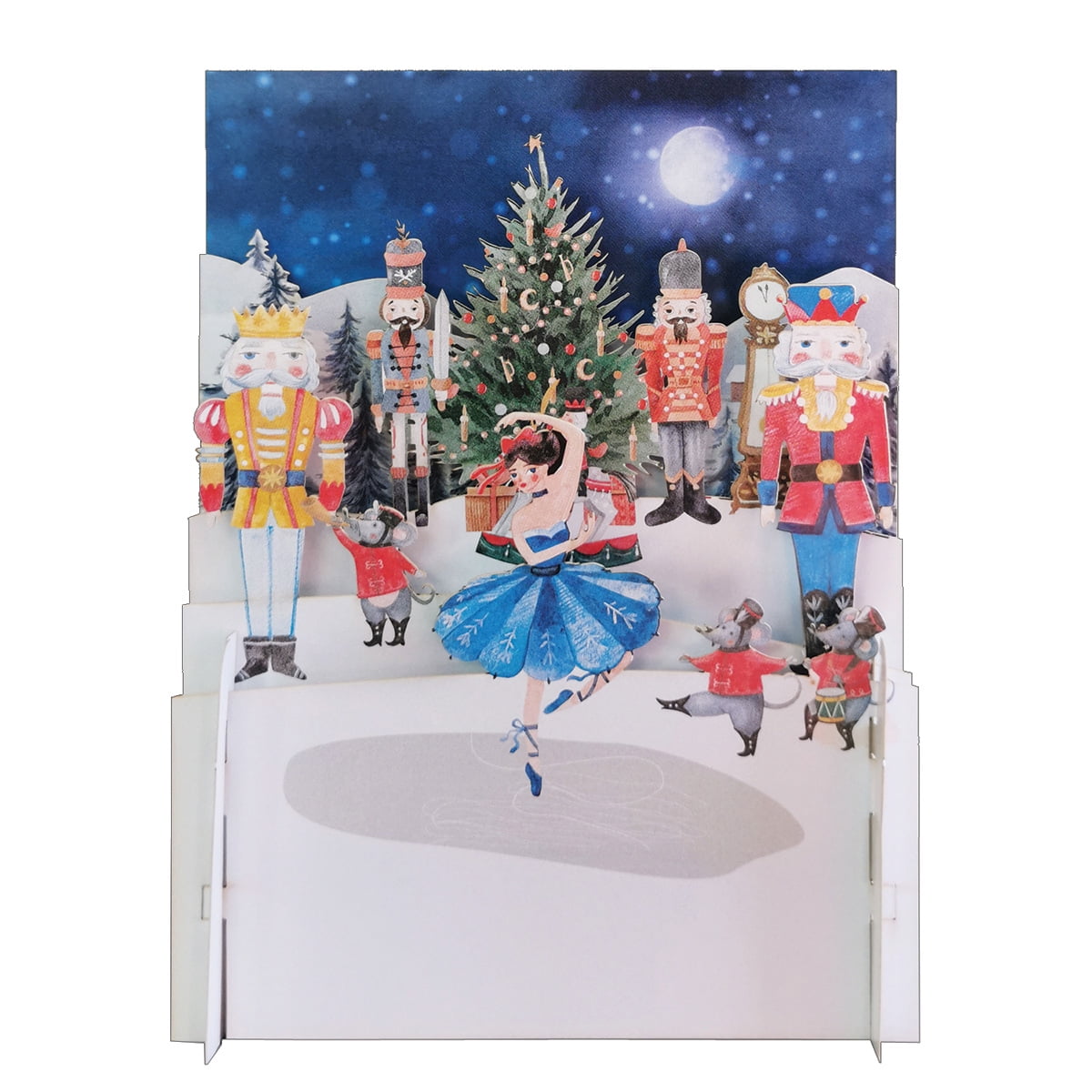 Alljoy Design Ballerina Dancing on Frozen Pond Nutcracker Scene 3D Pop Up Laser Cut Christmas Card