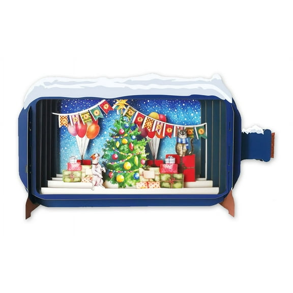 Alljoy Design Message in a Bottle Christmas Tree with Dogs3d Pop Up Christmas Card