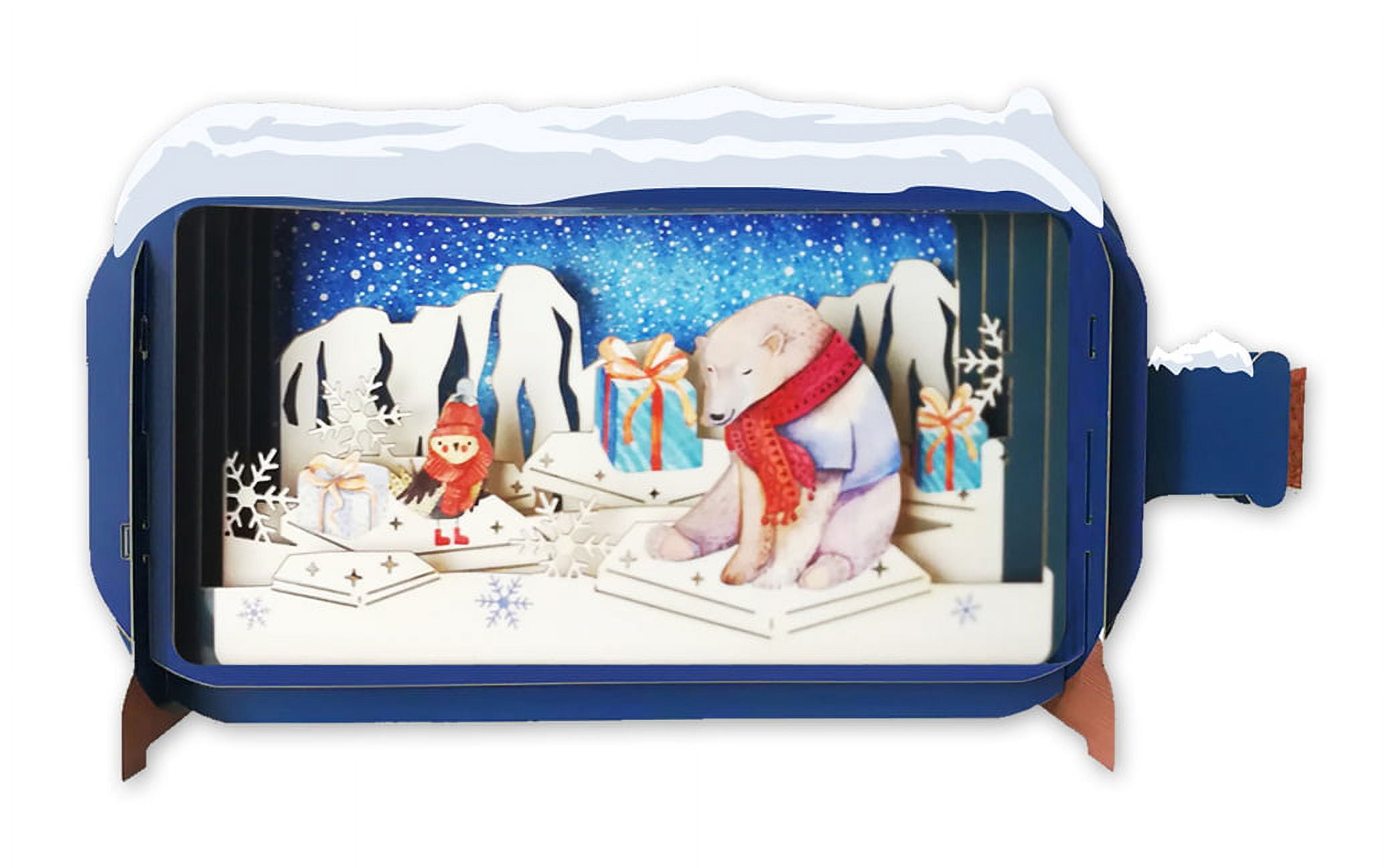 Alljoy Design Message in a Bottle Polar Bear 3D Pop Up Christmas Card