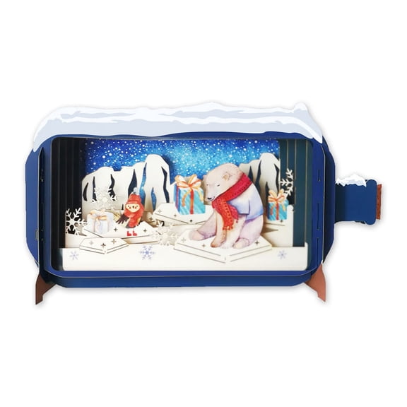 Alljoy Design Message in a Bottle Polar Bear 3D Pop Up Christmas Card