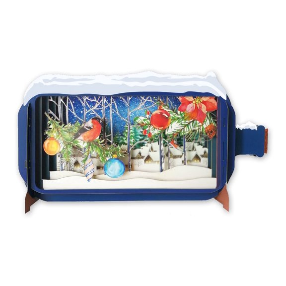 Alljoy Design Message in a Bottle Robin 3D Pop Up Christmas Card