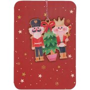 Alljoy Design Nutcrackers Keepsake Wooden Ornament on Red Background with Stars Christmas Card