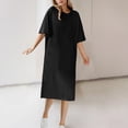 thumbnail image 1 of Alllist Black Women'S Dresses Crew Neck Short Sleeve Fashion Mid-Length Shift Dresses Modern Solid Relaxed Fit Casual Dresses Black,Xxxl, 1 of 6