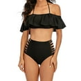 thumbnail image 1 of Alllist Black Women Tops Sexy Wire-Free High Cut Solid Bikini Tops Blouse for Women, 1 of 2