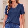 thumbnail image 1 of Alllist Blue Women's Tops Solid Short Sleeve V-Neck T-Shirts Tshirt Dress Women, 1 of 10
