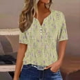 thumbnail image 1 of ALLLIST Short Sleeve Summer Tops for Women 2024 V-Neck Button Graphic Yellow T-Shirts Blouses, 1 of 5