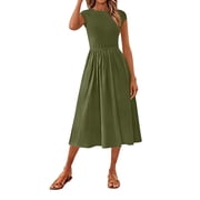 puff green dress Emerald Satin Midi Dress, Detached Sleeves, Cocktail Look GL-05.06.26 main image 1