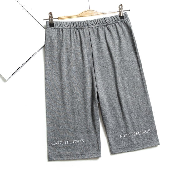 Alllist Ladies Shorts Mid Solid Short Gray Pull On Capris Pants for Women
