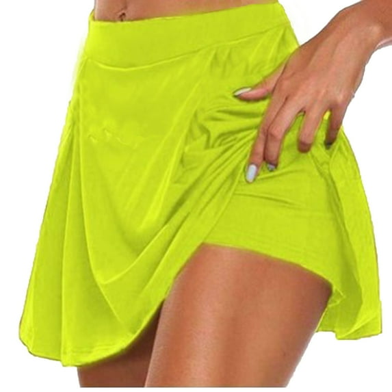 Alllist Ladies Shorts Yellow Mid Short Solid Culottes Skorts for Woman