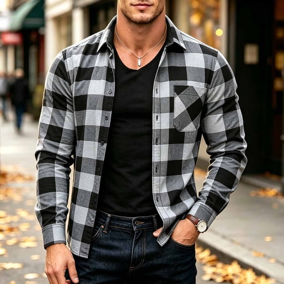 Mid Guy Alllist Mid-Length Gray Winter Men Jacket Long Sleeve Collared Retro ...