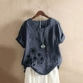 thumbnail image 1 of Alllist Scoop Neck Womens Tops Cotton And Linen Floral Short Sleeve T-Shirts Spring Blouses for Women 2024, 1 of 5