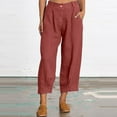 thumbnail image 1 of Alllist Shorts Red Mid Solid Long Chinos Capris, 1 of 9