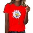 thumbnail image 1 of Alllist Spring Tops for Women 2024 Trendy Red Short Sleeve Floral Crew Neck T-Shirts Spring Blouses for Women 2024, 1 of 2