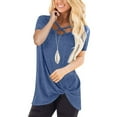 thumbnail image 1 of ALLLIST Solid Womens Spring Tops Short Sleeve V-Neck Blue T-Shirts Blouse for Women, 1 of 8