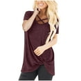 thumbnail image 1 of ALLLIST V-Neck Womens Tops Casual Short Sleeve Solid Red T-Shirts Tshirt Dress Women, 1 of 5