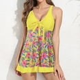 thumbnail image 1 of Alllist Women Tops Yellow Graphic Back-Smoothing Sexy High Cut Swim Dress Womens Shirts Under $10, 1 of 4