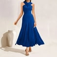 thumbnail image 1 of Alllist Womens Summer Fall Dresses Sleeveless Halter Refined Blue Long Ball Gown Dresses Solid Regular Flowy Modern Dresses Blue,Xl, 1 of 6