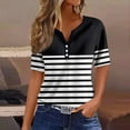 thumbnail image 1 of Alllist Womens Summer Tops Black Graphic Elbow-Length Notch Neck Button T-Shirts Dress Blouses for Women, 1 of 5