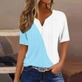 thumbnail image 1 of Alllist Womens Tops Clearance Blue Button Elbow-Length Notch Neck Graphic T-Shirts Ladies Tops And Blouses, 1 of 4