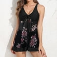 thumbnail image 1 of Alllist Womens Tops Clearance Under $10 Blue High Cut Graphic Sexy Back-Smoothing Swim Dress Spring Blouses, 1 of 4