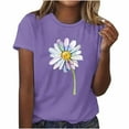 thumbnail image 1 of Alllist Womens Tops Clearance Under $5 Purple Floral Crew Neck Short Sleeve T-Shirts Womens Shirts Plus Size, 1 of 2