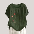 thumbnail image 1 of ALLLIST Crew Neck Casual Tops for Women Short Sleeve Green Floral Button T-Shirts Womens Blouses, 1 of 5