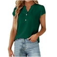 thumbnail image 1 of ALLLIST V-Neck Casual Tops for Women Green Solid Short Sleeve T-Shirts Blouses for Women, 1 of 5