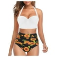 thumbnail image 1 of Alllist Womens Tops Plus Size White Graphic Molded Cup High Cut Sexy Two-Piece Sets Spring Blouse, 1 of 6