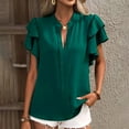 thumbnail image 1 of Alllist Womens Tops Summer Green Short Sleeve V-Neck Solid T-Shirts Summer Blouses, 1 of 5