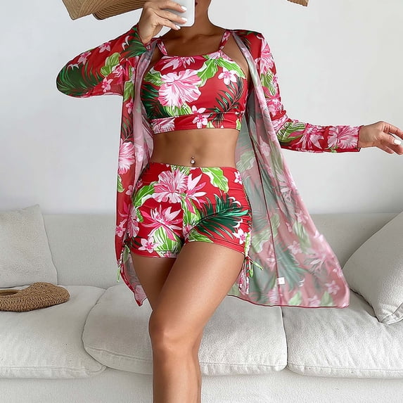 Alllist Womens Tops Summer Red Board Shorts Back-Smoothing Sexy Graphic Two-Piece Sets Blouses & Button-Down Shirts