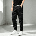 thumbnail image 1 of Alllist Work Cargo Pants For Men,Washed Multi‑Pocket Cuffed Ankle Work Trousers, Casual Street Style Outdoor Hiking Jogger Pants For Daily Wear Black,L, 1 of 9