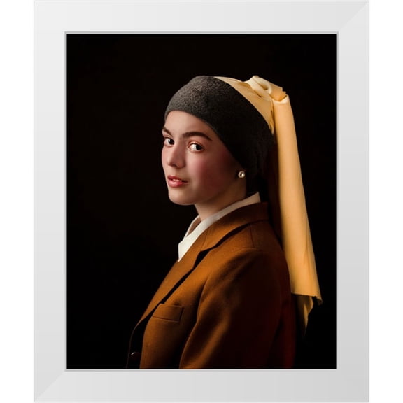 Allmaier, Michael 12x14 White Modern Wood Framed Museum Art Print Titled - meisje met de parel