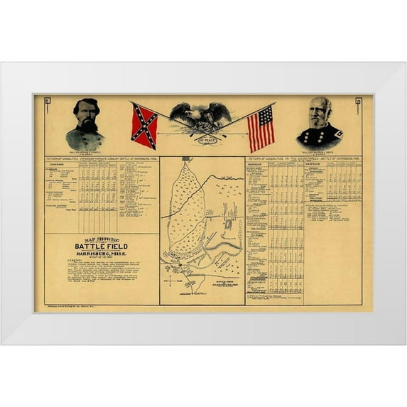 Allman 14x10 White Modern Wood Framed Museum Art Print Titled - Harrisburg Mississippi Battle - Allman 1864