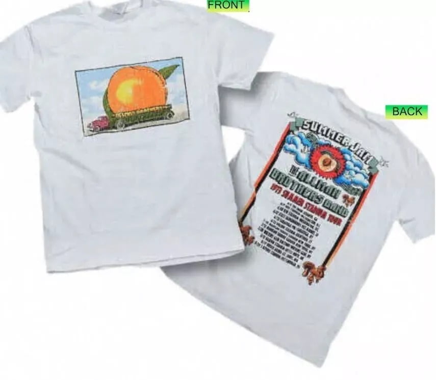 Allman Brothers EAT A PEACH 73 Summer Tour Tee Tshirt WHITE
