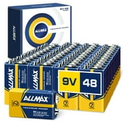 Allmax 9V Maximum Power Alkaline Batteries (48 Count) – Ultra Long-Lasting, 7-Year Shelf Life, Leakproof Design – Perfect for Smoke Detectors & Wireless Microphones (9 Volt)