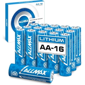 Allmax AA Maximum Power Lithium Batteries (16 Count) Longest Lasting Leakproof 20-Year Shelf Life Ultimate Performance Perfect for Blink Security Cameras (1.5V)
