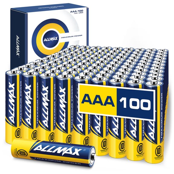 Allmax AAA Maximum Power Alkaline Batteries (100 Count Bulk Pack) – Ultra Long-Lasting Triple A Battery, 10-Year Shelf Life, Leak-Proof, Device Compatible – Powered by EnergyCircle Technology(1.5V)