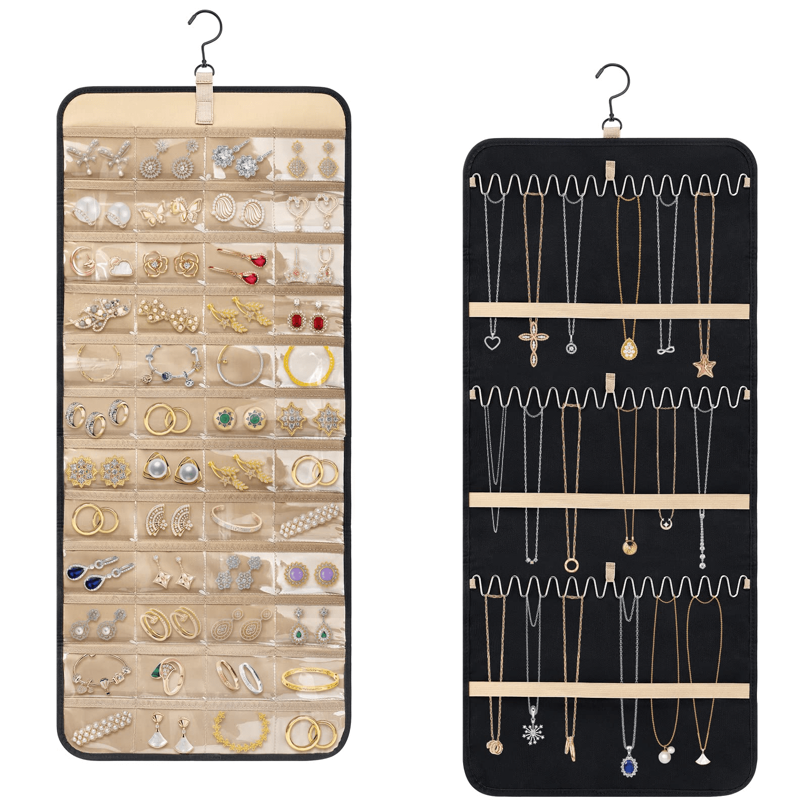 Allnice 1 PCS Hanging Jewelry Organizer with Metal Hooks DoubleSided