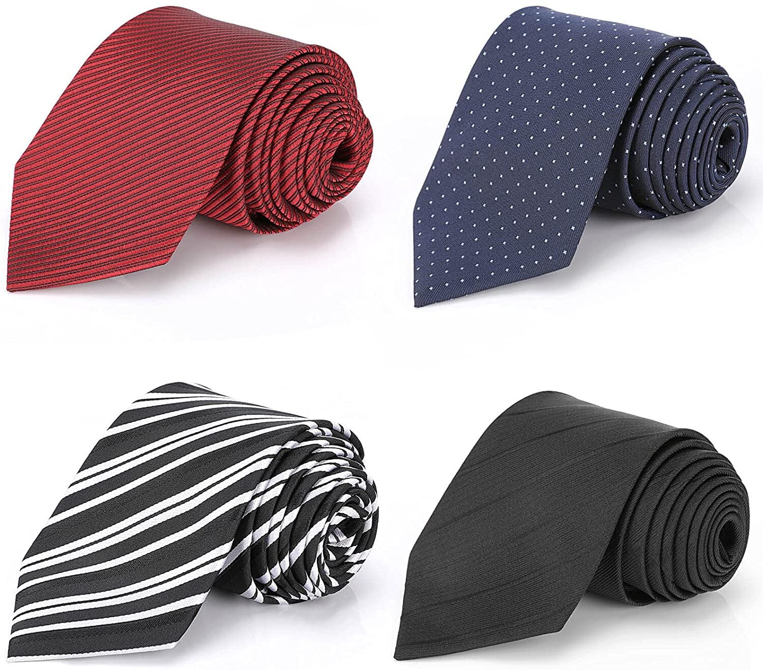 Allnice 4PCs Mens Ties Classic Silk Woven Neckties Set Include Solid ...