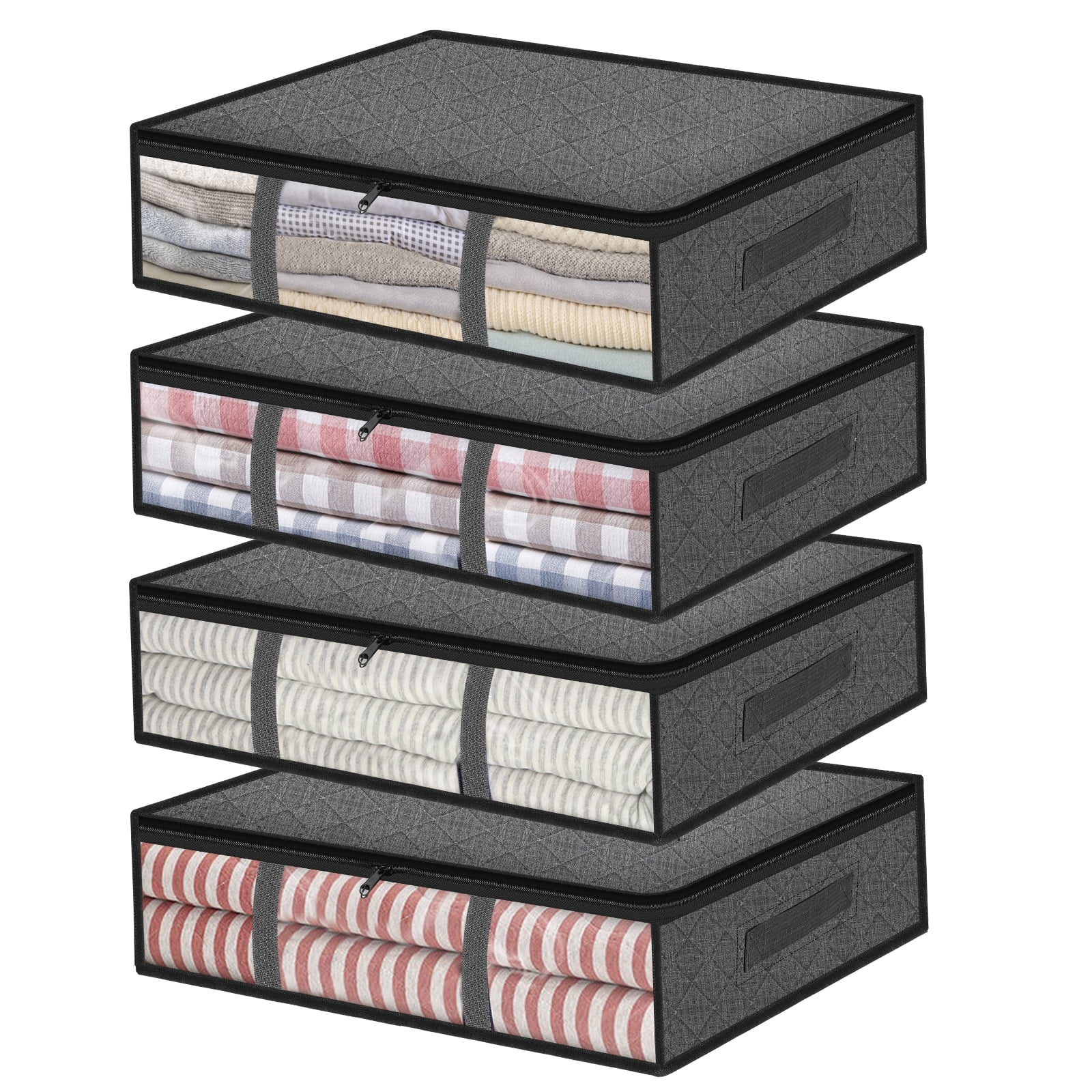 Allnice 4Pack Underbed Storage Bags with Lid, 40L Under Bed Storage Box