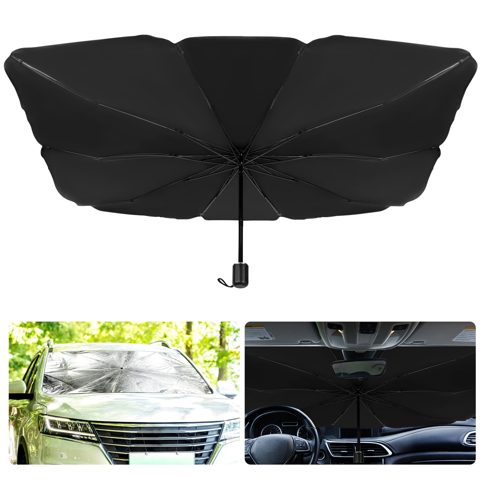 Allnice Car Umbrella Sun Foldable Automotive Window Shades, Black, 55" x 31"