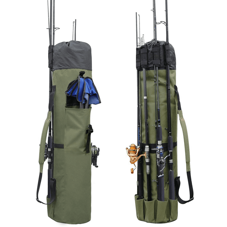 Allnice Fishing Tackle Bag, Durable Canvas Fishing Rod and Reel